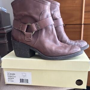 Lucky Brand Tobacco Brown Leather Ankle Boots